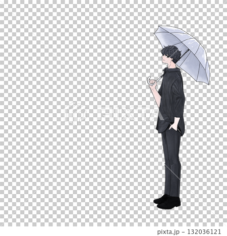 一個男人用一把雨傘 132036121