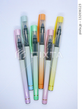 Pastel Gel Pens Set on White Background Pastel Gel Pens Set on White Background 132036123