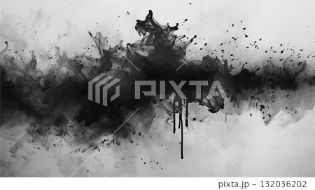 Blurred Ink Texture. Splashes of black Ink on White. Gray and black background. Blurred Ink Texture. Splashes of black Ink on White. Gray and black background. 132036202