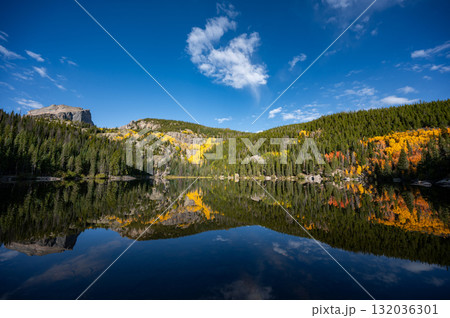 Bear Lake, a scenic trailhead and destination in Rocky Mountain National Park, Colorado, USA. Bear Lake, a scenic trailhead and destination in Rocky Mountain National Park, Colorado, USA. 132036301