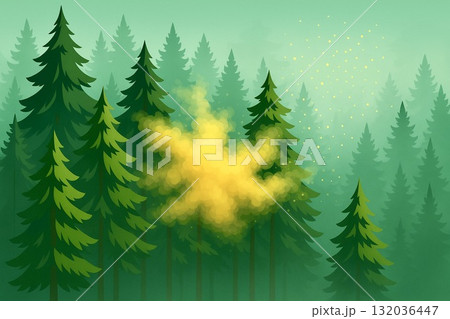 杉林　スギ花粉　ベクター 132036447