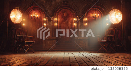Vintage lamps lighting retro scene 132036536