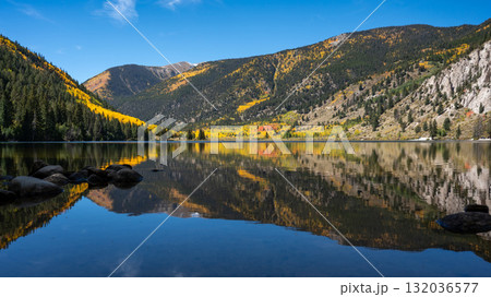 Cottonwood Lake with fall foliage scenery in Colorado, United States 132036577