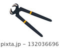 Top view of new single metallic carpenters pincers isolated on white background. 132036696