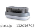 White and grey plastic oval shape laundry brush isolated on white background. 132036702