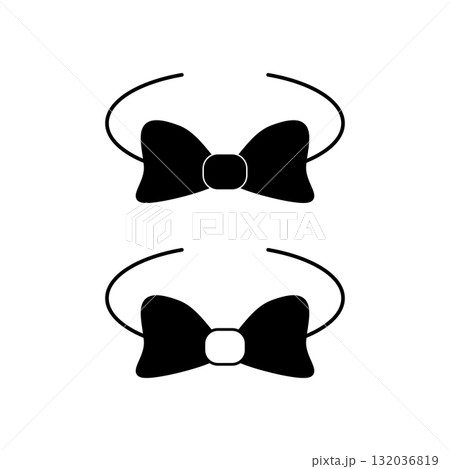 Hair band headband hairband with ribbon bow. Vector icon and illustration. Hair ornament. Hair band headband hairband with ribbon bow. Vector icon and illustration. Hair ornament. 132036819