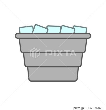 Metal bucket with ice cubes. Colored vector icon. Isolated on white background. Metal bucket with ice cubes. Colored vector icon. Isolated on white background. 132036828