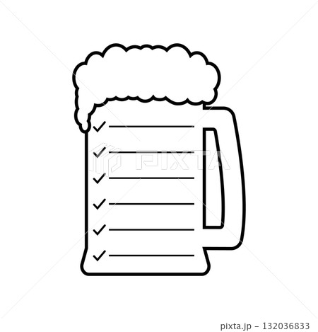 Beer list with glass beer mug. Vector illustration on white background. Beer list with glass beer mug. Vector illustration on white background. 132036833