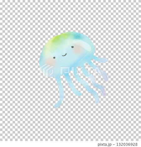 水彩で描いたかわいいクラゲのイラスト 単体 132036928