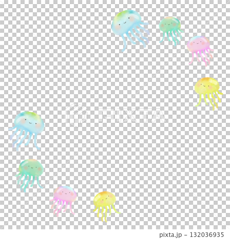 可愛水母的水彩插圖集 可愛水母的水彩插圖集 132036935
