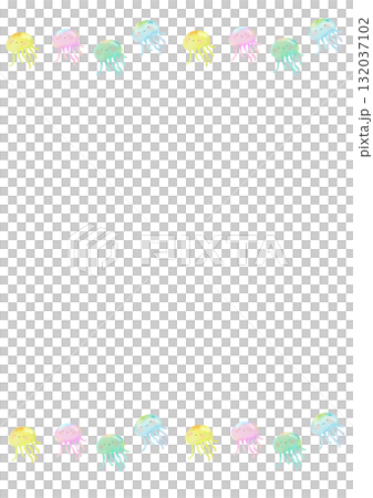 可愛的水母插圖框架用水彩畫 可愛的水母插圖框架用水彩畫 132037102