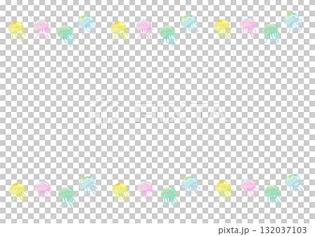 水彩で描いたかわいいクラゲのイラスト フレーム 132037103