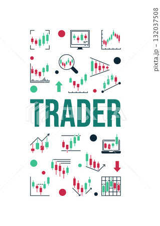 Trader vector Crypto Trading flat vertical illustration or banner 132037508