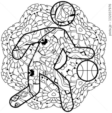 Basketball decorative icon on mandala for coloring. Olympic sport Basketball decorative icon on mandala for coloring. Olympic sport 132037976