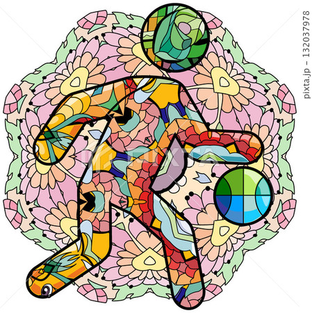 Basketball decorative icon on mandala. Olympic sport 132037978