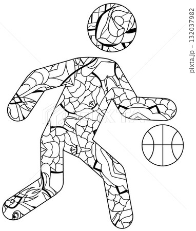 Basketball decorative icon for coloring. Olympic sport Basketball decorative icon for coloring. Olympic sport 132037982
