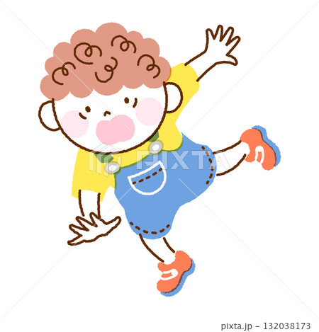 勢いよく走ってつまずくかわいい男の子のイラスト 勢いよく走ってつまずくかわいい男の子のイラスト 132038173