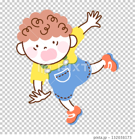 勢いよく走ってつまずくかわいい男の子のイラスト 勢いよく走ってつまずくかわいい男の子のイラスト 132038173