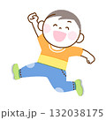 笑顔で手を上げて走る元気な男の子のイラスト 笑顔で手を上げて走る元気な男の子のイラスト 132038175