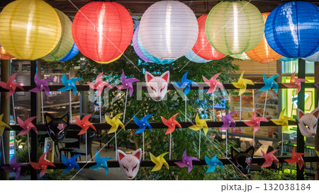 Traditional Japanese Summer Motifs at Town Square in Yokohama 132038184