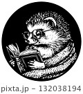 Cute Cartoon Hedgehog In Glasses Reading a Book. Vector Illustration. 132038194