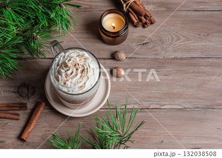 Eggnog Latte, winter coffee recipe Eggnog Latte, winter coffee recipe 132038508
