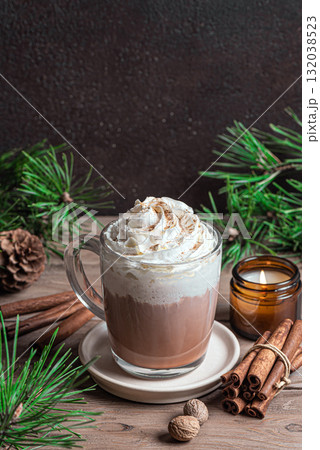 Eggnog Latte, winter coffee recipe 132038523