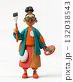 3D cartoon artist holding brush and palette, creative concept 132038543