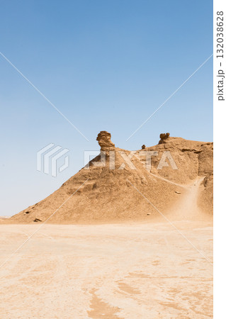 Ong Jemel, the Camel Neck Rock, in the Sahara Desert near Tozeur, Tunisia. Ong Jemel, the Camel Neck Rock, in the Sahara Desert near Tozeur, Tunisia. 132038628