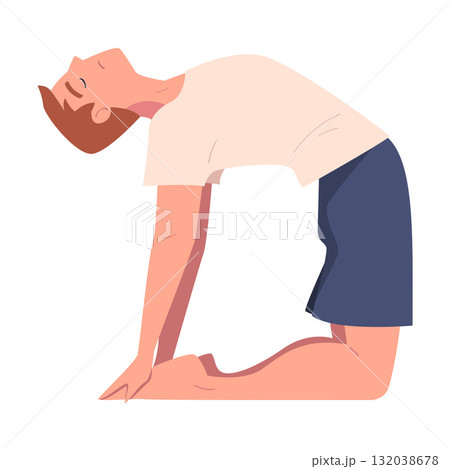 Man Character Doing Yoga Workout Stretch Body Vector Illustration Man Character Doing Yoga Workout Stretch Body Vector Illustration 132038678