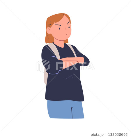 Woman Character Can t Agree Arguing and Show Disagreement Vector Illustration 132038695