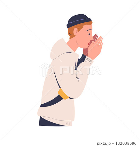 Man Character Can t Agree Arguing and Show Disagreement Vector Illustration 132038696