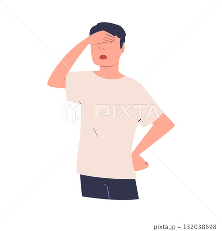 Man Character Can t Agree Arguing and Show Disagreement Vector Illustration 132038698
