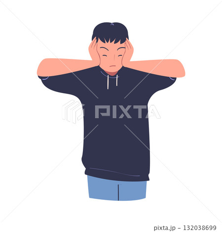 Man Character Can t Agree Arguing and Show Disagreement Vector Illustration 132038699