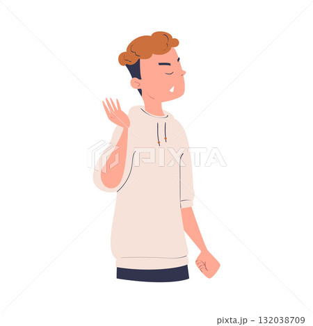 Man Character Can t Agree Arguing and Show Disagreement Vector Illustration 132038709