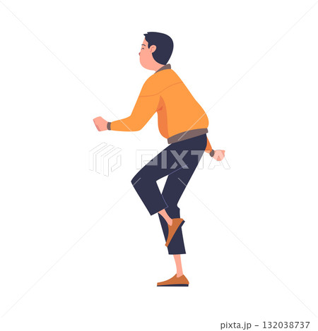 Man at Concert or Open Air Music Festival Stand Back View Vector Illustration 132038737