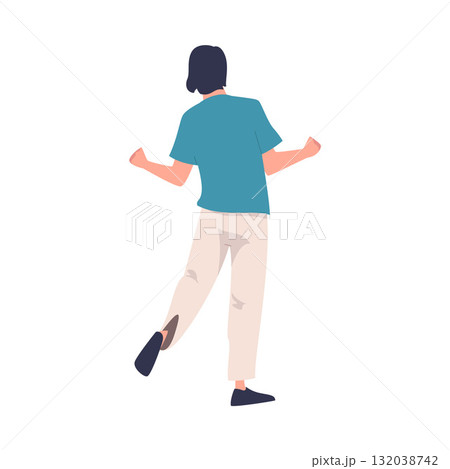 Man at Concert or Open Air Music Festival Stand Back View Vector Illustration 132038742