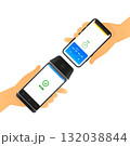 Hand Holding Smartphone for Contactless Payment. POS Terminal Transaction Approved. NFC Digital concept. Vector illustration. 132038844