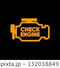 Check Engine. Yellow burning engine error sign on car dashboard. Vector illustration. 132038849