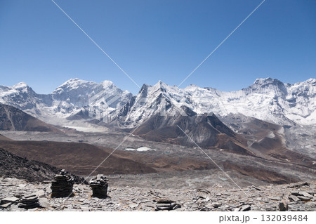 Mountains landscape from Chukhung Ri viewpoint, Nepal Mountains landscape from Chukhung Ri viewpoint, Nepal 132039484