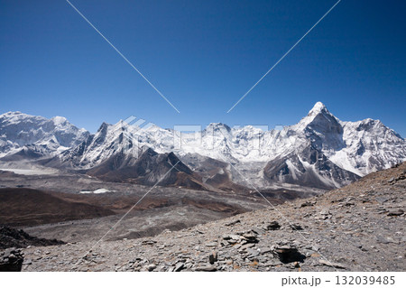 Mountains landscape from Chukhung Ri viewpoint, Nepal Mountains landscape from Chukhung Ri viewpoint, Nepal 132039485