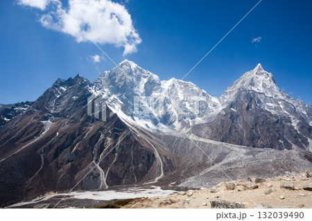 Everest base camp trekking path in Dingboche area, Nepal Everest base camp trekking path in Dingboche area, Nepal 132039490