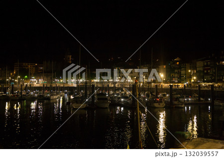 Lekeitio town night view from pier, Spain Lekeitio town night view from pier, Spain 132039557