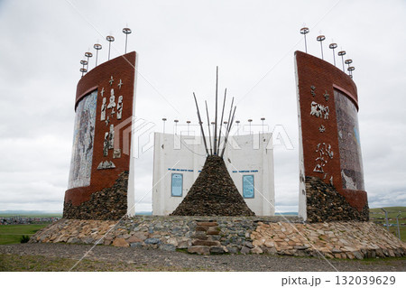 Memorial monument in the town of Kharkhorin, Mongolia Memorial monument in the town of Kharkhorin, Mongolia 132039629