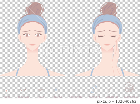 肌トラブルに困っている女性のイラスト 132040262