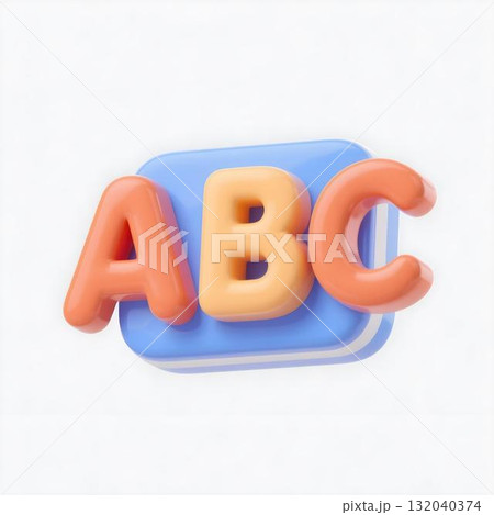 3d icon colorful ABC letters isolated on white background autism ADHD neurodiversity learning education inclusion concept 132040374