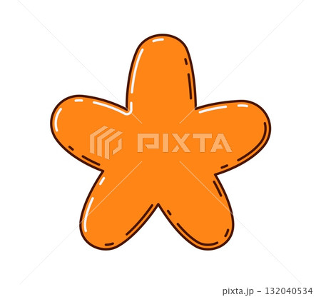 Math multiplication orange cartoon groovy symbol or sign. Kids education math funny symbol, school arithmetic groovy vector sign. Mathematics multiplication orange cartoon figure or algebra symbol 132040534