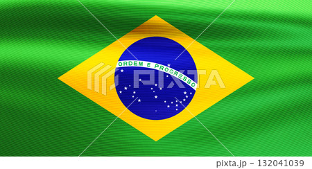 Realistic Brazilian flag with silk fabric texture 132041039