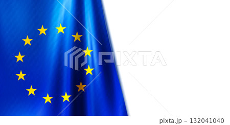 Realistic wavy European Union flag isolated on white background 132041040