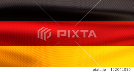 Realistic wavy national flag of the Federal Republic of Germany 132041050